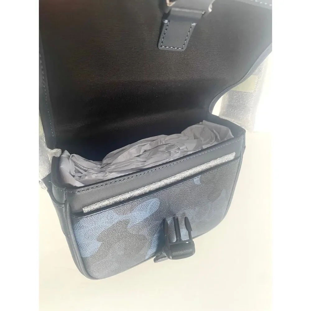 Coach Racer Crossbody Bag Blue Signature Camo Leather Mens CDC15 Compact